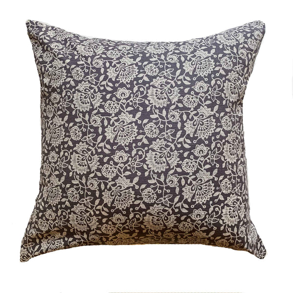 Vintage Gray Floral Pillow - Silas - Studio Pillows