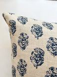 Navy Floral Pillow Covers | Long Lumbar Pillows Available - Studio Pillows