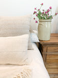 White Mud Cloth Long Lumbar Pillow | Oversized White Lumbar Pillows - Studio Pillows
