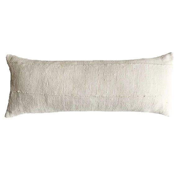 White Mud Cloth Long Lumbar Pillow | Oversized White Lumbar Pillows - Studio Pillows