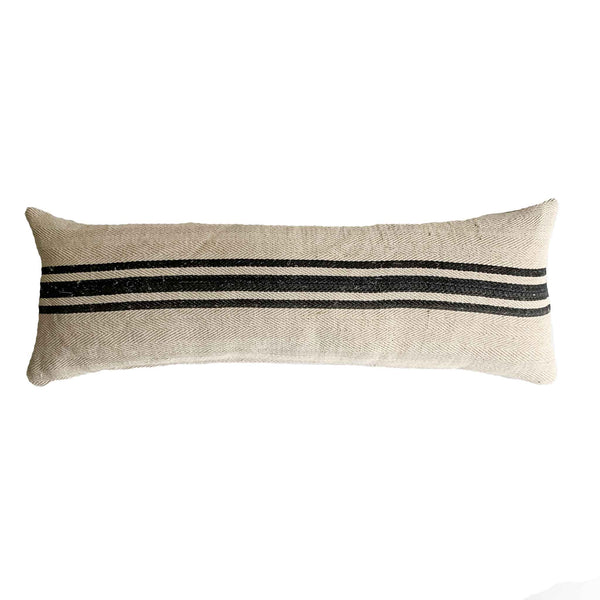 Mix & Match: White Stripe / Black Extra Long Lumbar Pillow - 14x36